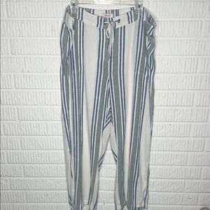 Per Se Striped Linen Blend Pants